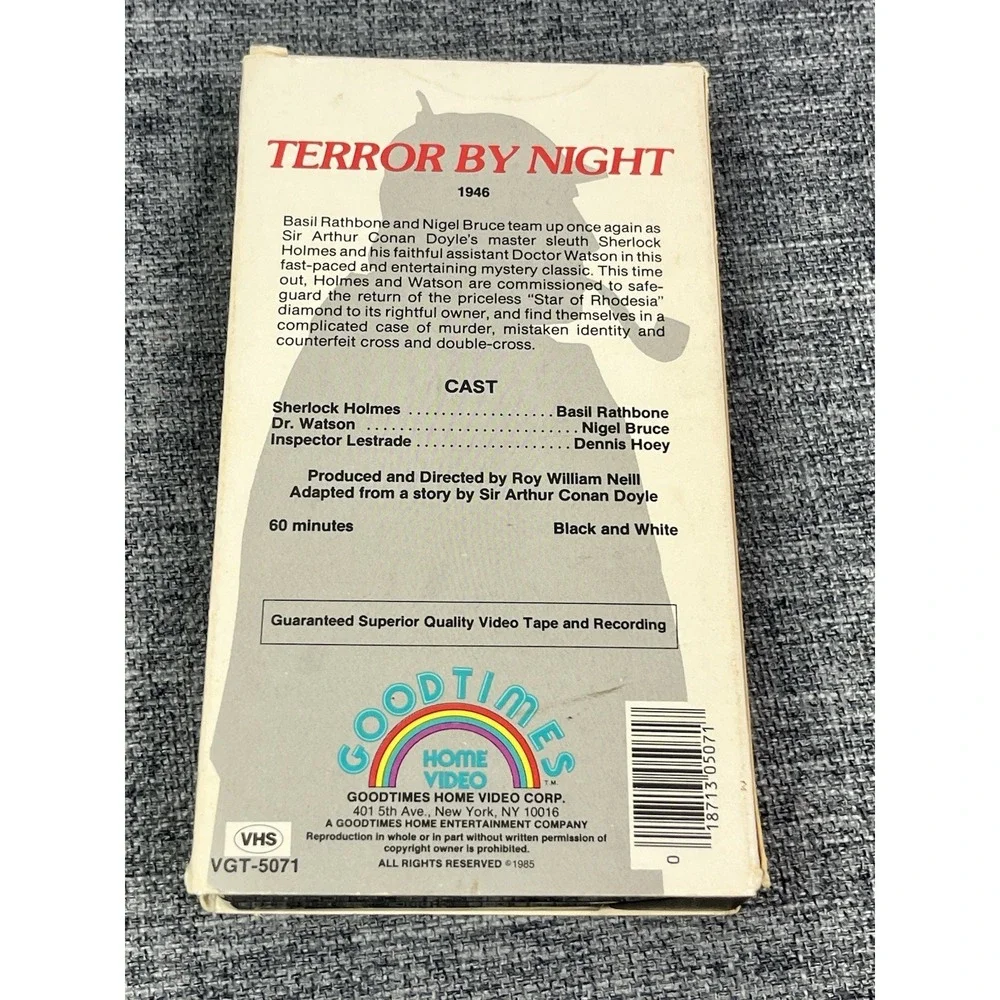 Terror By Night Sherlock Holmes VHS VCR Video Tape Used Movie Basil Rathbone